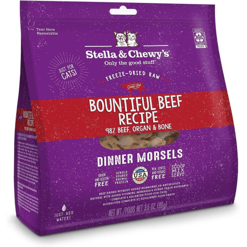 Stella & Chewy's CAT Freeze Dried 03.5oz Bountiful Beef 凍乾生肉貓咪主糧 寬牛大量 牛肉配方 03.5oz(99g)細 (正價$152) (EXP: 11月/2026)